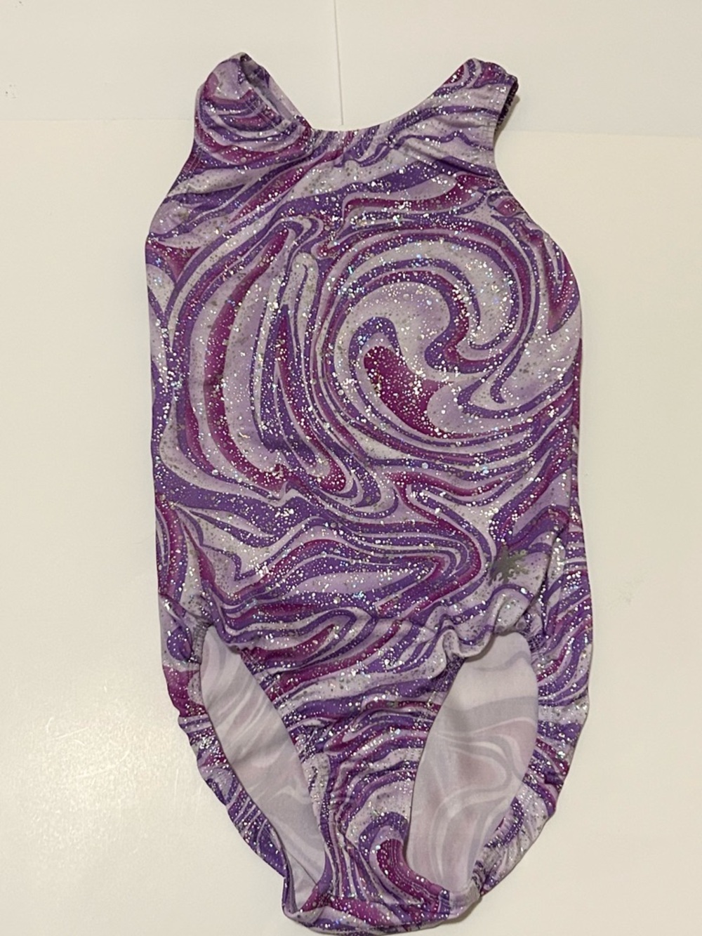 Snowflake Designs Purple Swirl Glitter Gymnastics Leotard